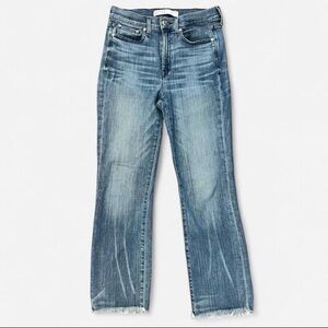 AYR The Bomb Pop High Rise Straight Leg Jeans - Blue Denim Raw Hem - Size 28